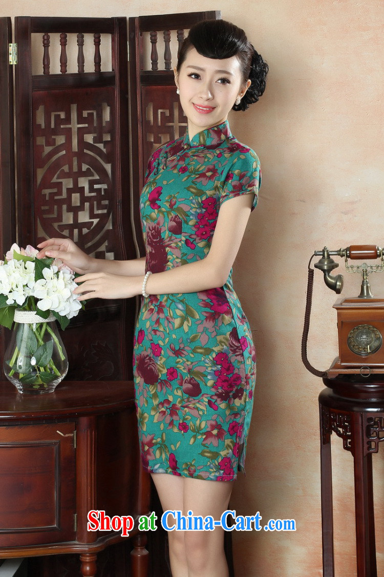 spend the summer new cheongsam dress Chinese Chinese improved the collar linen cotton the cheongsam stylish short dresses such as the color 2 XL pictures, price, brand platters! Elections are good character, the national distribution, so why buy now enjoy more preferential! Health