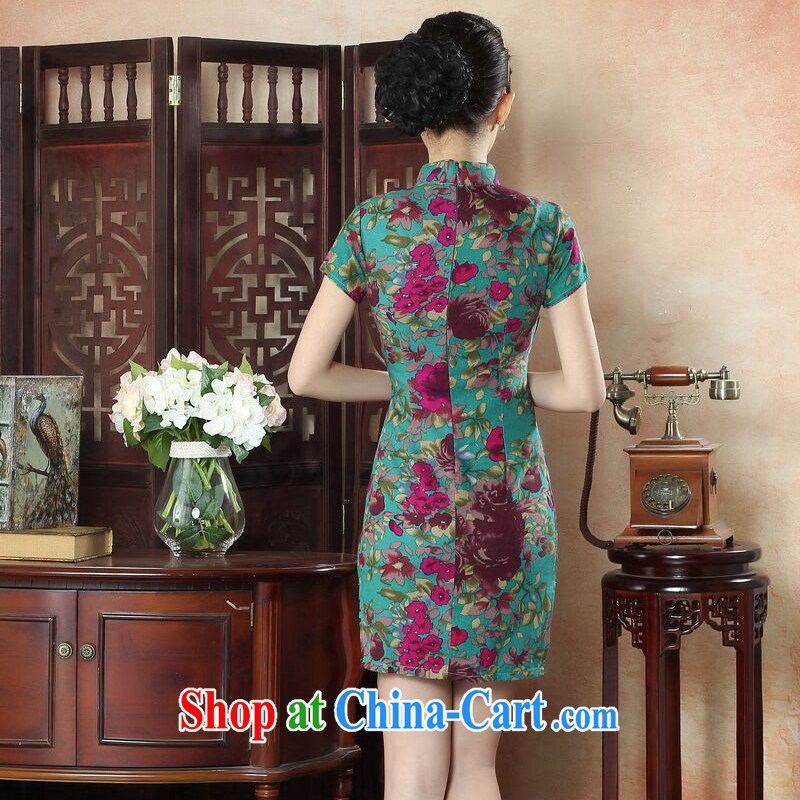 Bin Laden smoke summer new cheongsam dress Chinese Chinese improved, for cotton linen the cheongsam stylish short dresses such as the color XL, Bin Laden smoke, shopping on the Internet