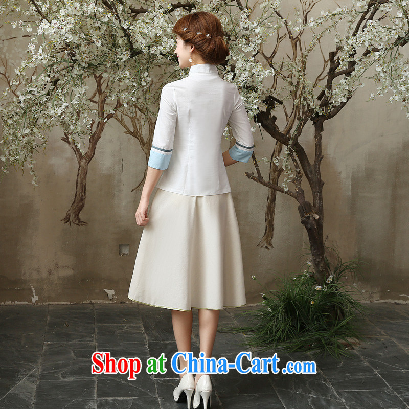 pro-am 2015 New Spring Summer retro improved stylish short cotton the dresses, Ms. cuff T-shirt dresses A in 0060 sleeved shirt + skirt M - waist 76 cm, and the pro-am, shopping on the Internet