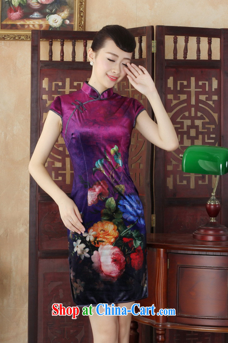 Spend the day cheongsam dress summer new Chinese improved hand-painted high gold velour fashion cheongsam beauty short cheongsam figure color 2 XL pictures, price, brand platters! Elections are good character, the national distribution, so why buy now enjoy more preferential! Health