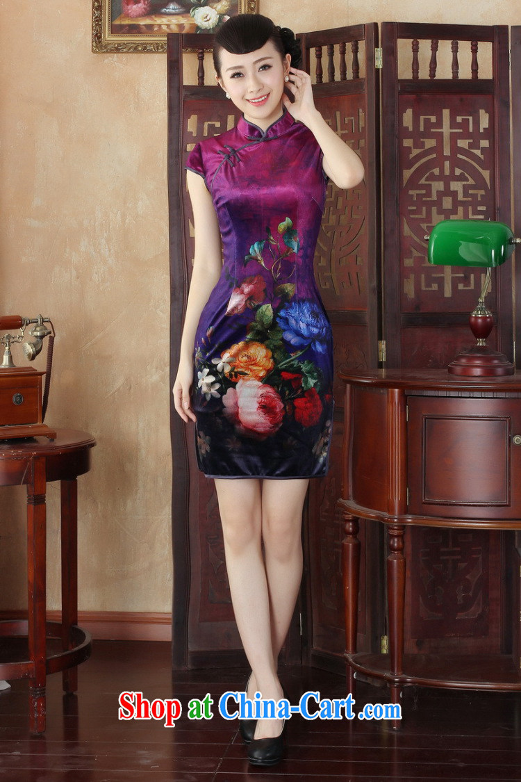 Bin Laden smoke-free daily cheongsam dress summer new Chinese improved hand-painted high quality gold velour fashion cheongsam beauty short cheongsam as color 2XL pictures, price, brand platters! Elections are good character, the national distribution, so why buy now enjoy more preferential! Health