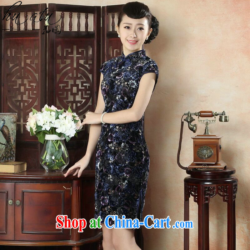 Take the new female cheongsam Chinese Chinese, for the velvet cheongsam Beauty Fashion improved daily short cheongsam dress No. 1 color XL, figure, and, on-line shopping