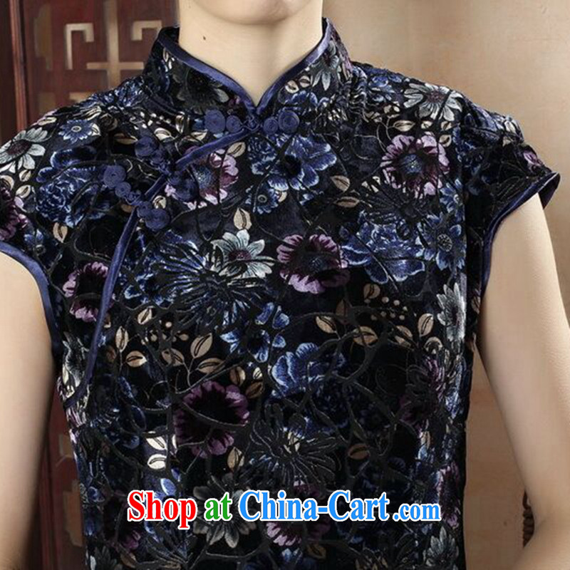 Take the new female cheongsam Chinese Chinese, for the velvet cheongsam Beauty Fashion improved daily short cheongsam dress No. 1 color XL, figure, and, on-line shopping