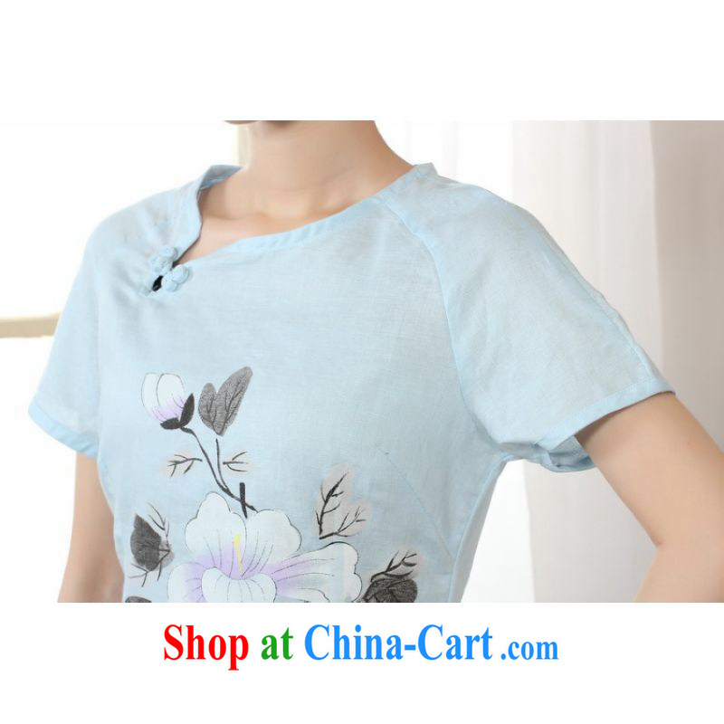 The frequency response, Ms. Tang Women's clothes summer wear T-shirt short-sleeved cotton Ma hand-painted shirt ethnic wind female picture color 2 XL, broadband, and Internet shopping