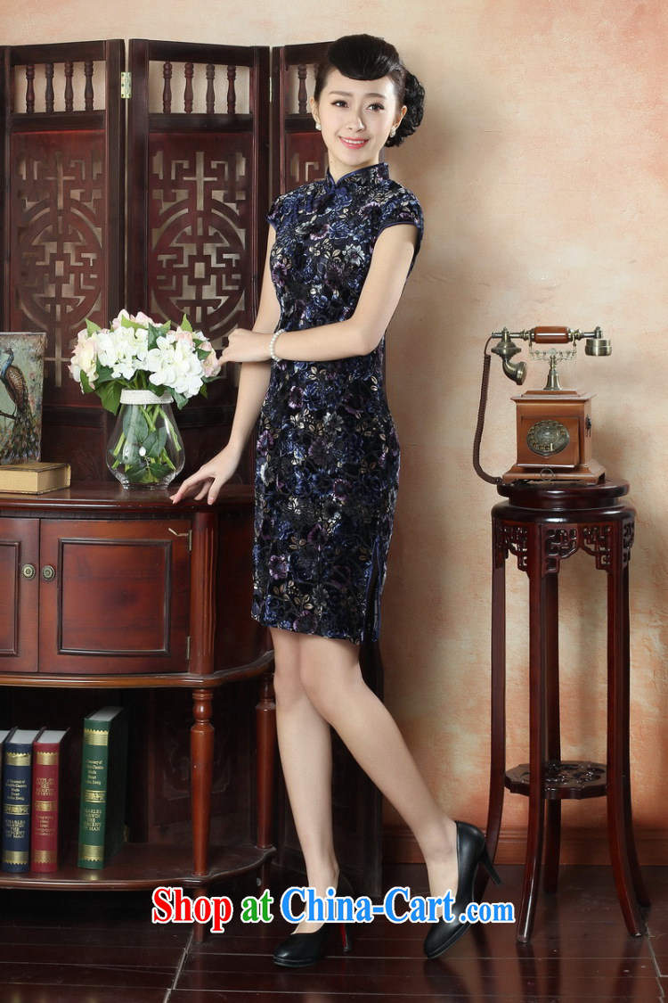 Bin Laden smoke new female cheongsam Chinese, Chinese collar, velvet cheongsam Beauty Fashion improved daily short cheongsam dress 3 color 2 XL pictures, price, brand platters! Elections are good character, the national distribution, so why buy now enjoy more preferential! Health