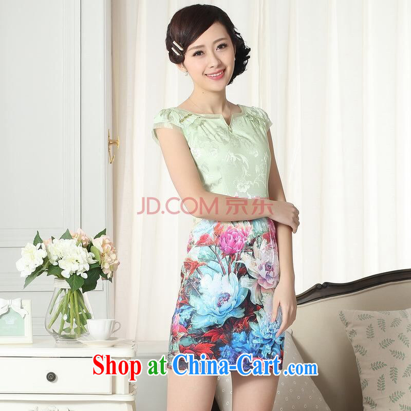 Joseph cotton new summer elegance Chinese qipao improved graphics thin short cheongsam picture color XXL