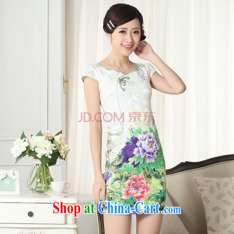 Joseph cotton new summer elegance Chinese qipao improved graphics thin short cheongsam picture color 3XL, Joseph cotton, shopping on the Internet
