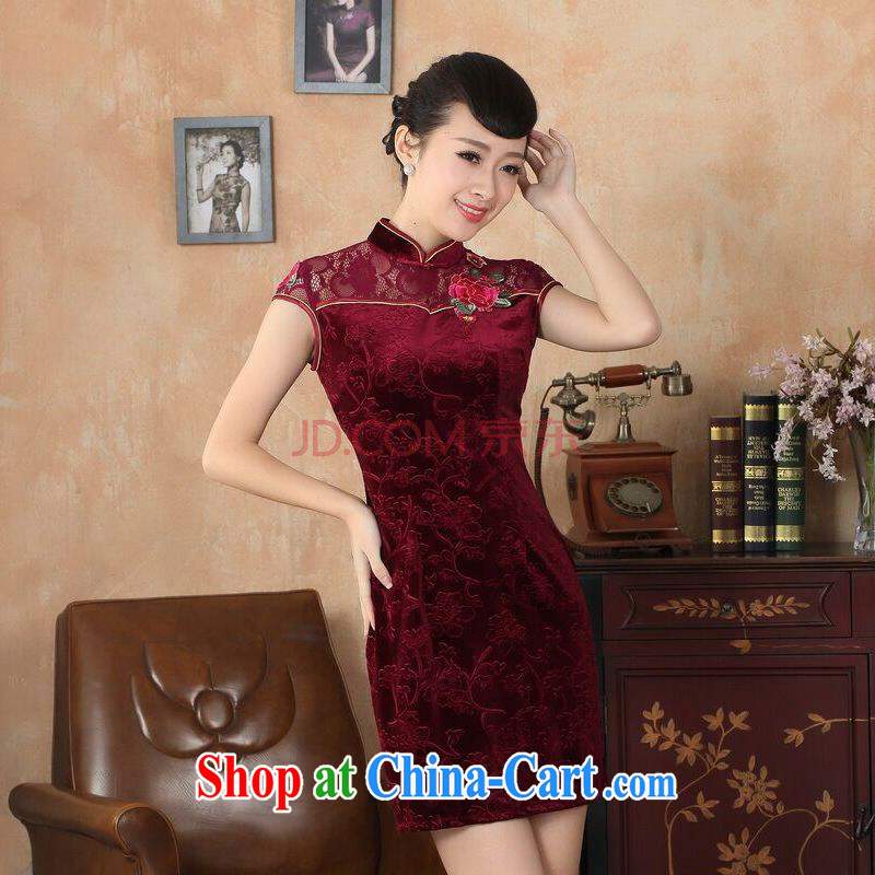 Joseph cotton summer new women lace cheongsam dress improved daily thin embroidered cheongsam picture color XXL, Joseph cotton, shopping on the Internet