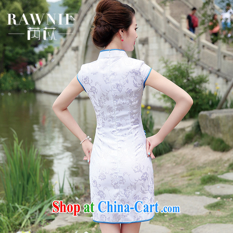Rawnie close by summer 2015 new retro cheongsam dress, improved and stylish beauty cheongsam dress short Black Lotus XXL, close by (Rawnie), online shopping