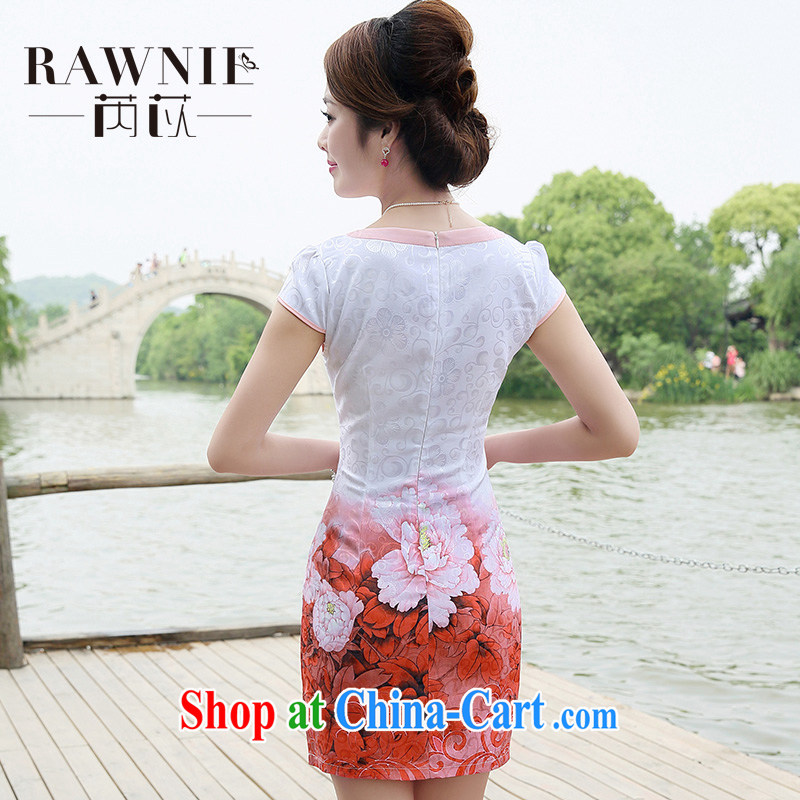 Rawnie close by summer 2015 improved female cheongsam dress fashion style retro beauty, Lady dresses green peony flower XXL, close by (Rawnie), online shopping