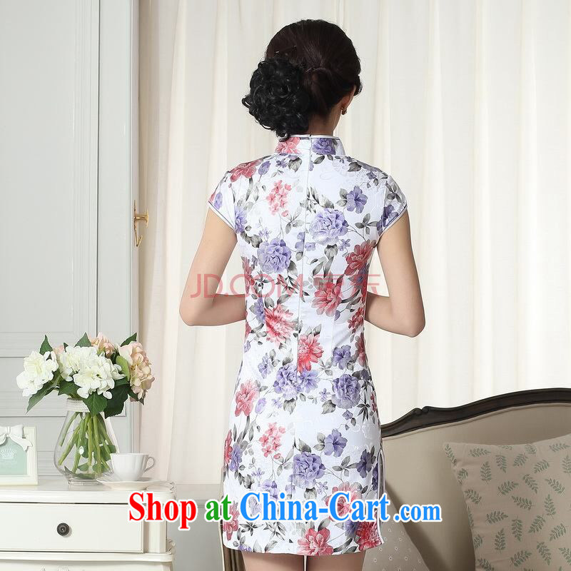 Joseph cotton lady stylish jacquard cotton cultivating short cheongsam dress new Chinese qipao gown picture color XXL