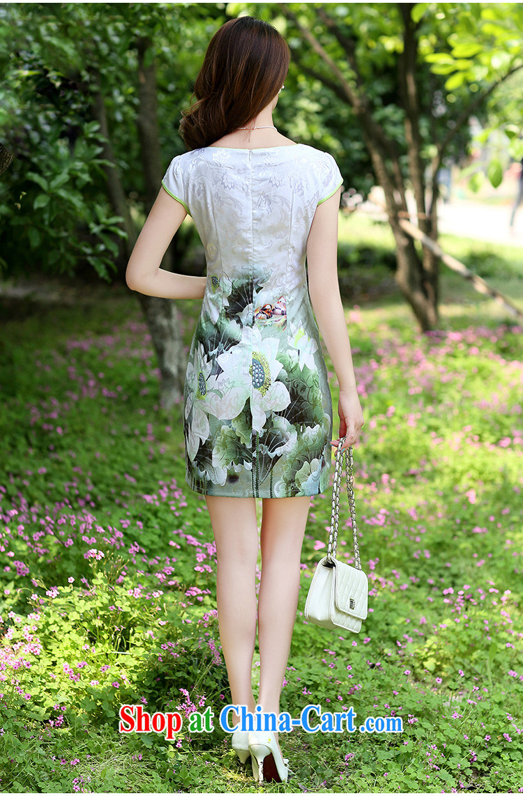 Rawnie closely affected 2015 spring dresses party collar elegant daily short-sleeve dresses retro dresses cheongsam dress Green lotus XL pictures, price, brand platters! Elections are good character, the national distribution, so why buy now enjoy more preferential! Health