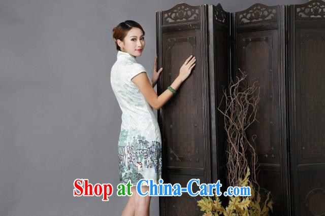 Black butterfly Ethnic Wind 2015 new stylish improved cheongsam sexy beauty short-sleeved qipao girl light green XL pictures, price, brand platters! Elections are good character, the national distribution, so why buy now enjoy more preferential! Health