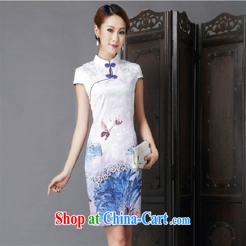 Black butterfly 2015 national style in a new stylish and improved cheongsam, short-sleeved qipao qipao recovery firm 6632 E light green XL, A . J . BB, shopping on the Internet