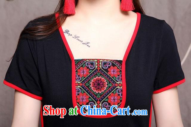 Black butterfly Ethnic Wind summer new embroidered spell-colored short-sleeved shirt T a field for cultivating graphics thin blouses 7118 K black XXL pictures, price, brand platters! Elections are good character, the national distribution, so why buy now enjoy more preferential! Health