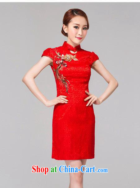 Black butterfly 2015 new female embroidery improved cheongsam beauty short sleeve cheongsam dress festive cheongsam dress red XL pictures, price, brand platters! Elections are good character, the national distribution, so why buy now enjoy more preferential! Health