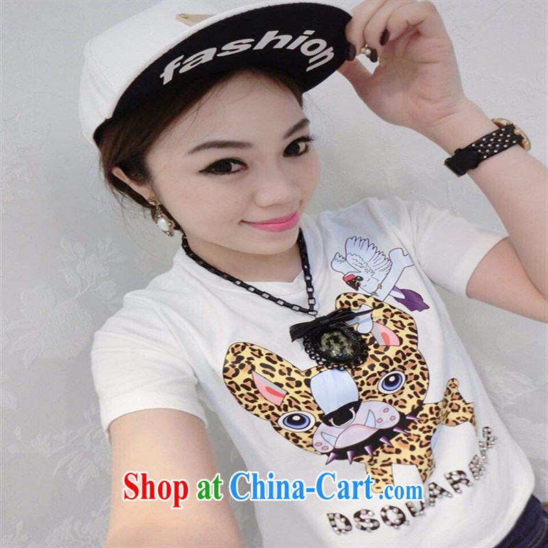 hamilton 2015 the European site spring and summer with new stylish cute cartoon small Leopard nails Pearl cotton 100 ground T shirts are gray, blue rain bow, and, on-line shopping