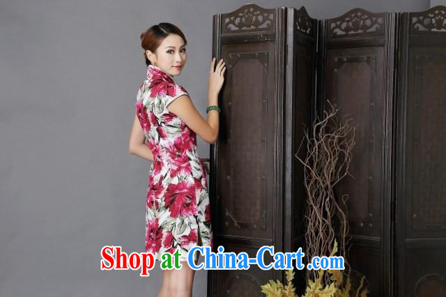 Black butterfly Ethnic Wind 2015 New floral cheongsam dress stylish improved Chinese short sleeves cheongsam floral XL pictures, price, brand platters! Elections are good character, the national distribution, so why buy now enjoy more preferential! Health