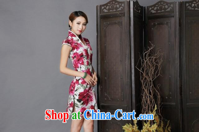 Black butterfly Ethnic Wind 2015 New floral cheongsam dress stylish improved Chinese short sleeves cheongsam floral XL pictures, price, brand platters! Elections are good character, the national distribution, so why buy now enjoy more preferential! Health