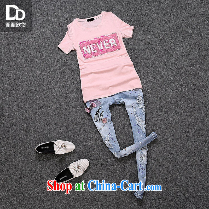 For health concerns women * The European Regulation and the women with new, small and fresh sweet beauty Pearl inserts drill with round collar T-shirt short-sleeve female T 3053 white are code, blue rain bow, and shopping on the Internet