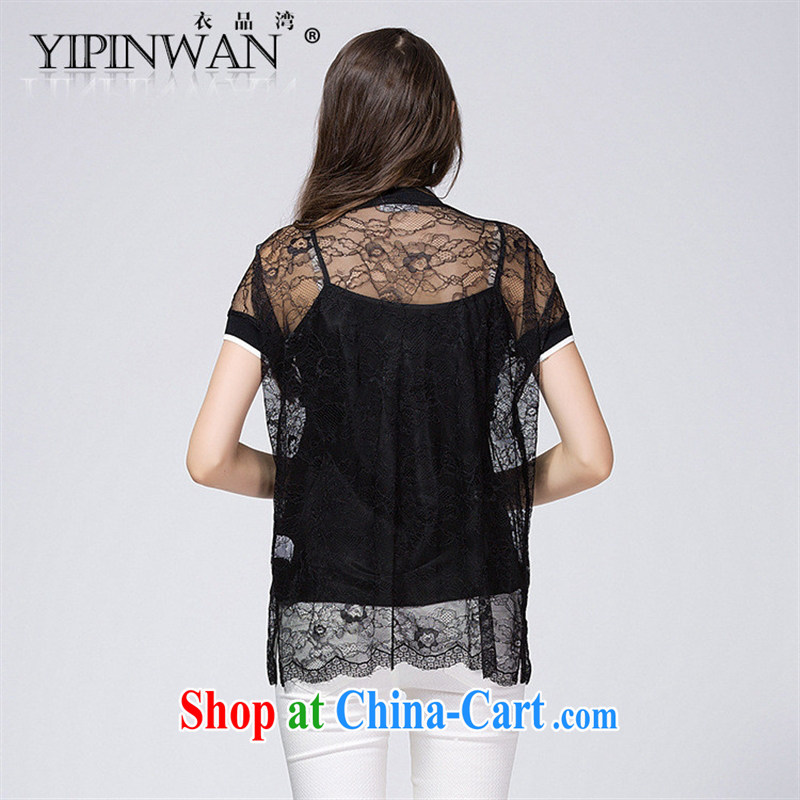 Health concerns women * Yi, WAN 2015 spring and summer, the United States and Europe blouses T-shirt embroidery the flower language empty debris blossoms, T shirt black XL, blue rain bow, and shopping on the Internet