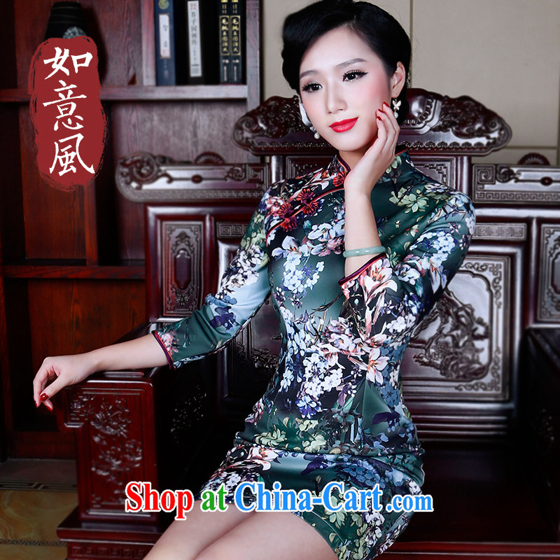 Ruyi wind improved retro Air layer cheongsam qipao spring 2015 new stylish cuff in dress suit 5202 XXL sporting, wind, shopping on the Internet