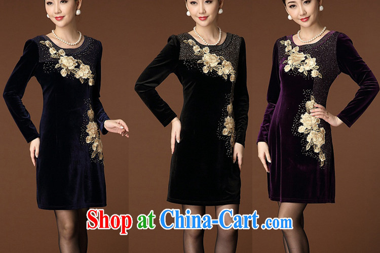 Kingfisher blue Flower Spring 2015, new, middle-aged and older embroidery, wool-skirt the code long-sleeved high middle-aged female Tang inserts drill cheongsam dress purple XXXXXXL pictures, price, brand platters! Elections are good character, the national distribution, so why buy now enjoy more preferential! Health