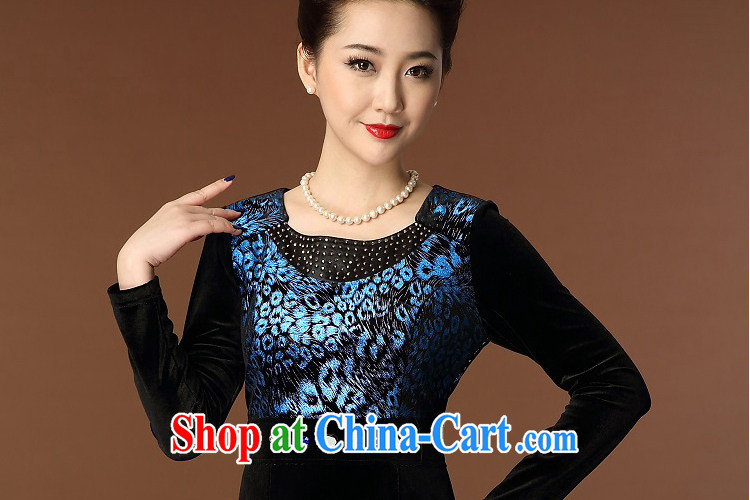 Kingfisher blue Flower Spring 2015 winter new Leopard style XL mom with the velvet dress Chinese wine red XXXXL pictures, price, brand platters! Elections are good character, the national distribution, so why buy now enjoy more preferential! Health