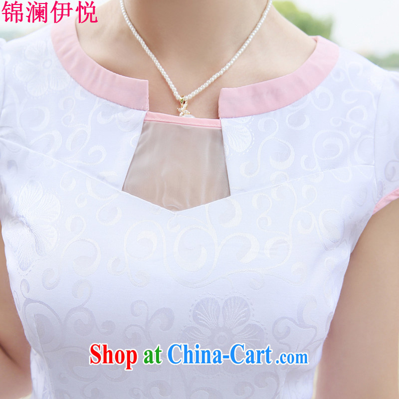 Three-dimensional trim lace collar beauty graphics thin lady fit white Peony stamp short skirts show clothes wedding dress dresses T-shirt dresses green Peony flower M, Kam world, Yue, and shopping on the Internet