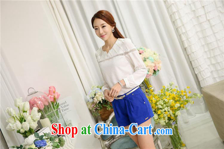 Qin Qing store 2015 spring new Korean Beauty graphics thin Openwork classic V collar solid shirt female white XXL pictures, price, brand platters! Elections are good character, the national distribution, so why buy now enjoy more preferential! Health