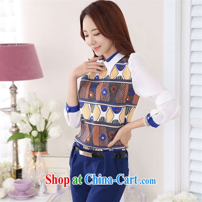 Qin Qing store 2015 spring new, larger female casual Korean Beauty snow woven long-sleeved baby collar solid shirt picture color XL, GENYARD, shopping on the Internet