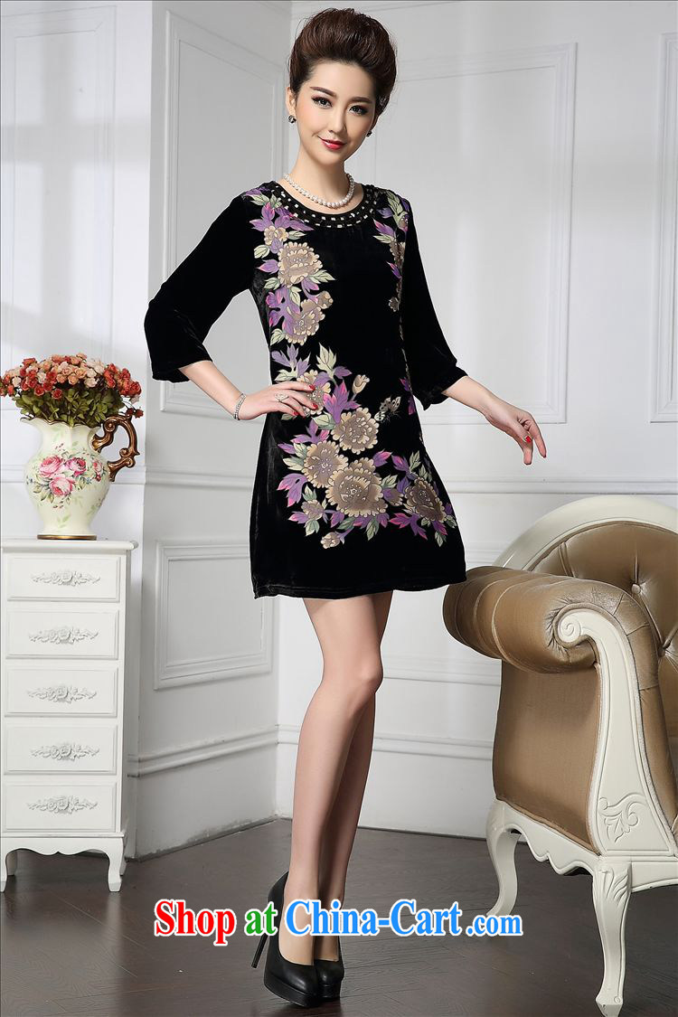 Forest narcissus spring 2015 the new parquet drill rich take older Chinese mother with cheongsam silk stitching sauna silk velvet dress HGL - 659 Daisy XXXXL pictures, price, brand platters! Elections are good character, the national distribution, so why buy now enjoy more preferential! Health
