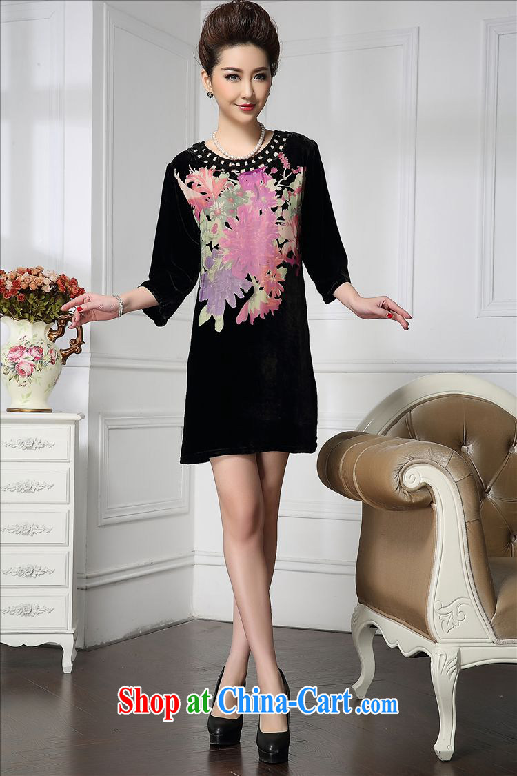 Forest narcissus spring 2015 the new parquet drill rich take older Chinese mother with cheongsam silk stitching sauna silk velvet dress HGL - 659 Daisy XXXXL pictures, price, brand platters! Elections are good character, the national distribution, so why buy now enjoy more preferential! Health