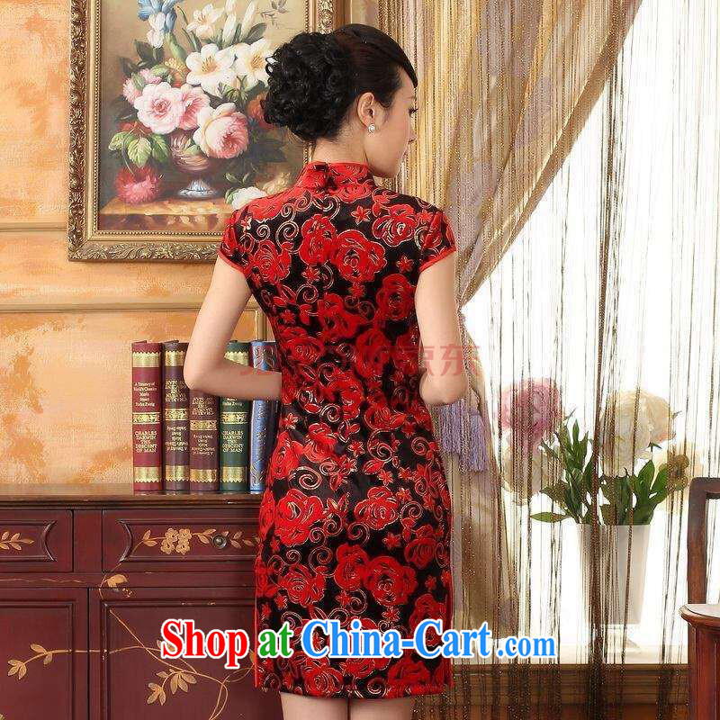The frequency response, Ms. Tang cheongsam dress with dress stretch the wool stylish classic short-sleeved short cheongsam red 2 XL, picking-frequency, and shopping on the Internet