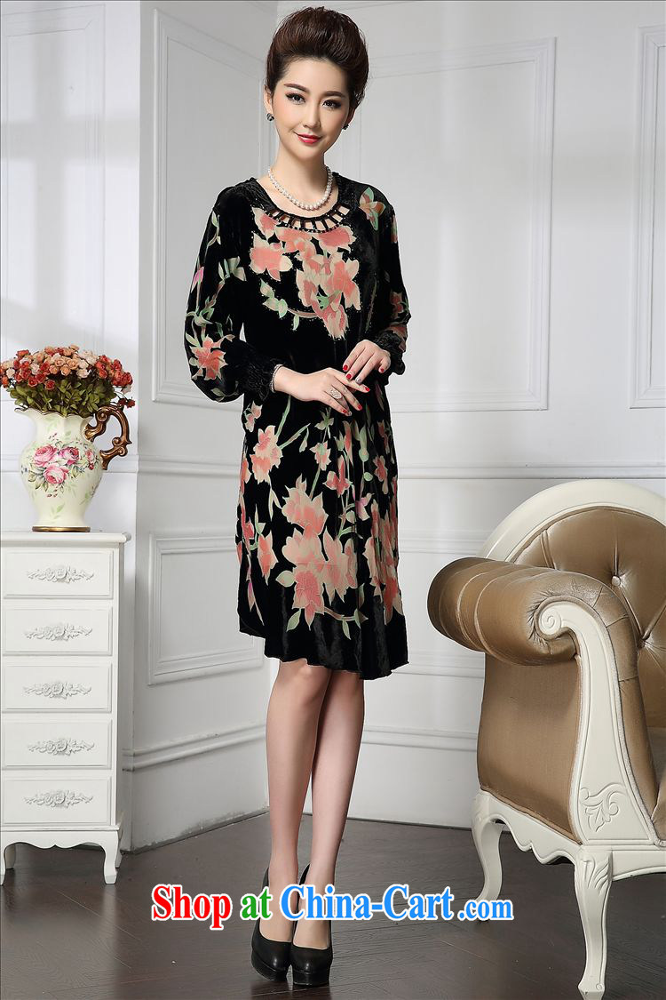 Forest narcissus 2015 spring loaded on the new round-collar inserts drill the cuffs Chinese mother with cheongsam silk stitching sauna silk velvet dress HGL - 658 pink flower XXXXL pictures, price, brand platters! Elections are good character, the national distribution, so why buy now enjoy more preferential! Health