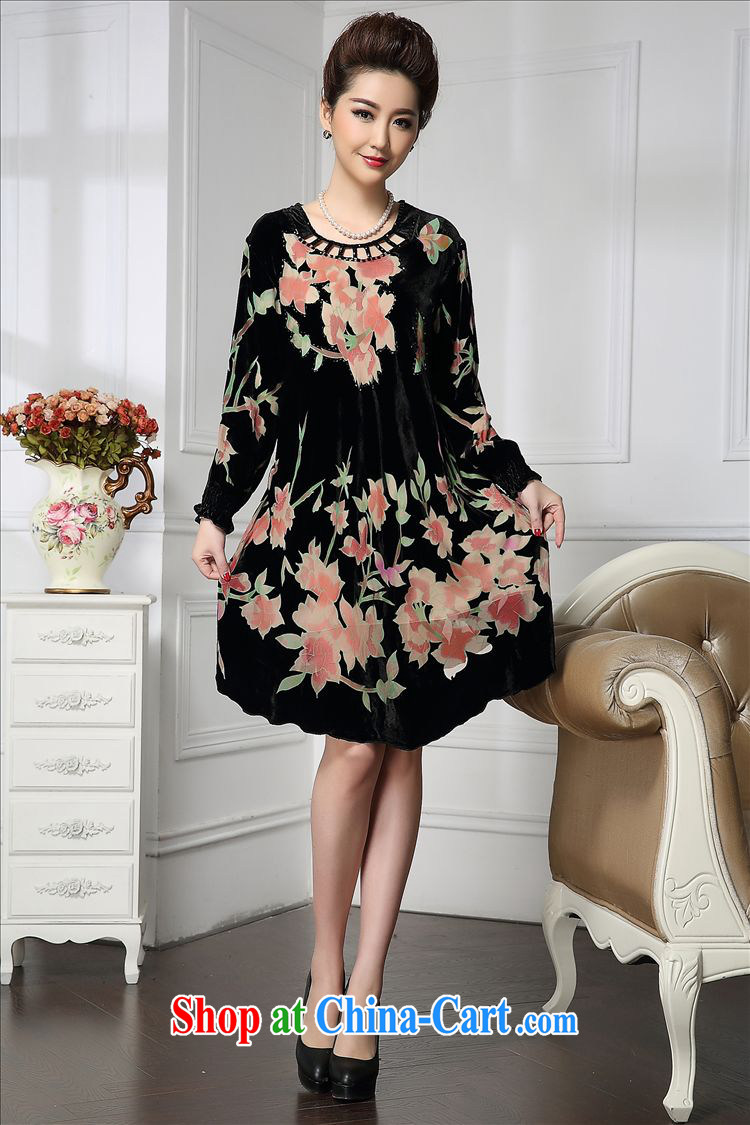 Forest narcissus 2015 spring loaded on the new round-collar inserts drill the cuffs Chinese mother with cheongsam silk stitching sauna silk velvet dress HGL - 658 pink flower XXXXL pictures, price, brand platters! Elections are good character, the national distribution, so why buy now enjoy more preferential! Health