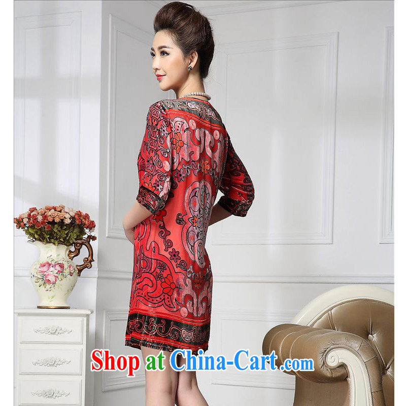 Forest narcissus 2015 spring loaded on the new retro floral pin Pearl Tang on mother load cheongsam silk stitching sauna silk velvet dress HGL - 653 retro floral XXXXL, forest narcissus (SenLinShuiXian), shopping on the Internet