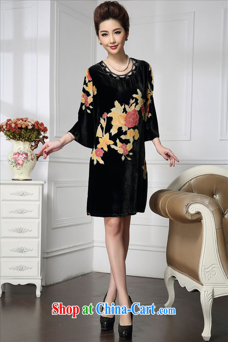 Forest narcissus spring 2015 the new Golden Flower wide sleeves Chinese mother with cheongsam silk stitching sauna silk velvet dress HGL - 651 Golden Flower XXXXL pictures, price, brand platters! Elections are good character, the national distribution, so why buy now enjoy more preferential! Health