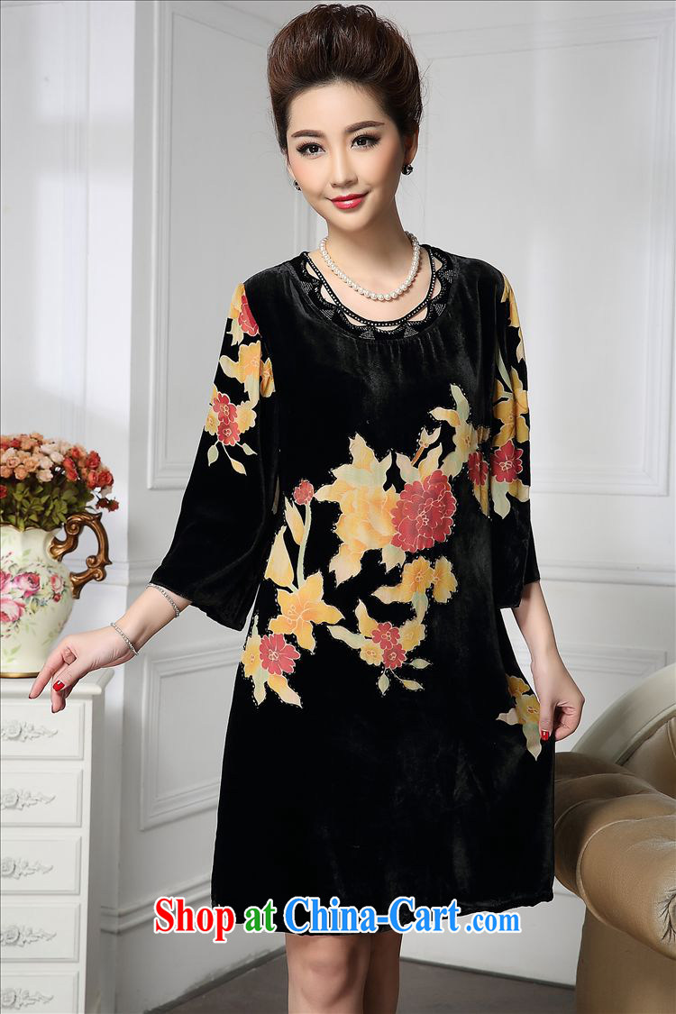 Forest narcissus spring 2015 the new Golden Flower wide sleeves Chinese mother with cheongsam silk stitching sauna silk velvet dress HGL - 651 Golden Flower XXXXL pictures, price, brand platters! Elections are good character, the national distribution, so why buy now enjoy more preferential! Health