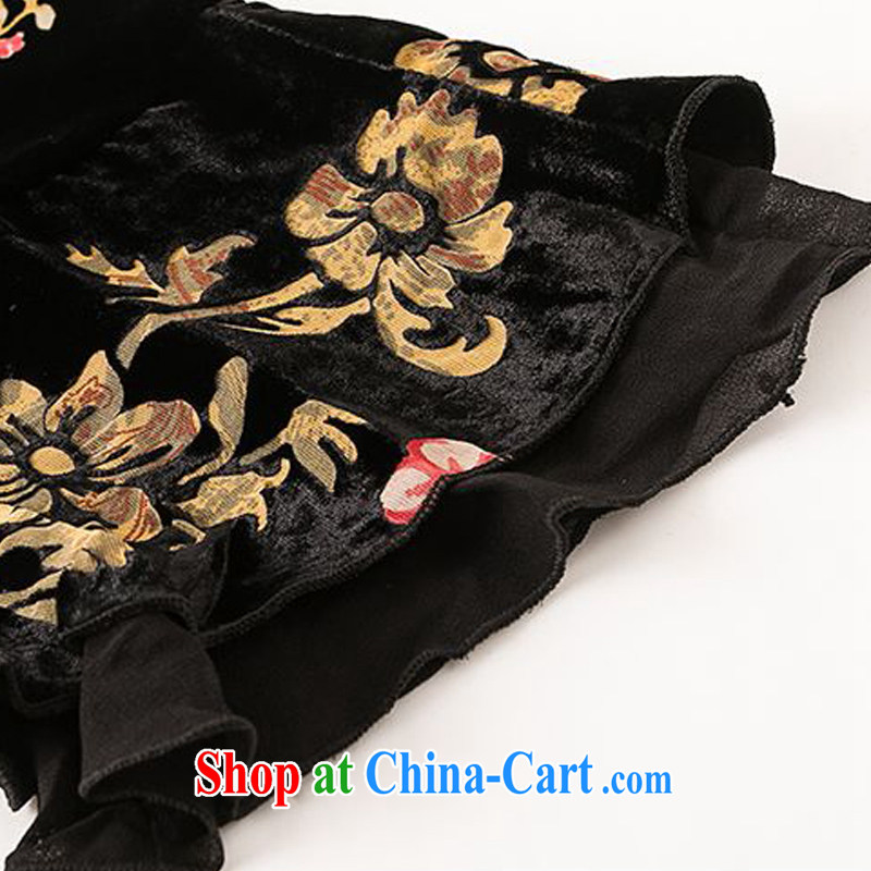 Forest narcissus 2015 spring loaded on the new staple-ju wide sleeves rich take Chinese mother with cheongsam silk stitching sauna silk velvet dress HGL - 650 photo color XXL, forest narcissus (SenLinShuiXian), shopping on the Internet