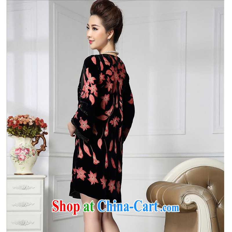 Forest narcissus 2015 spring loaded on new longer flowering wide sleeves staple Pearl Tang on mother load cheongsam silk stitching sauna silk velvet dress HGL - 631 photo color XXXXL, forest narcissus (SenLinShuiXian), shopping on the Internet