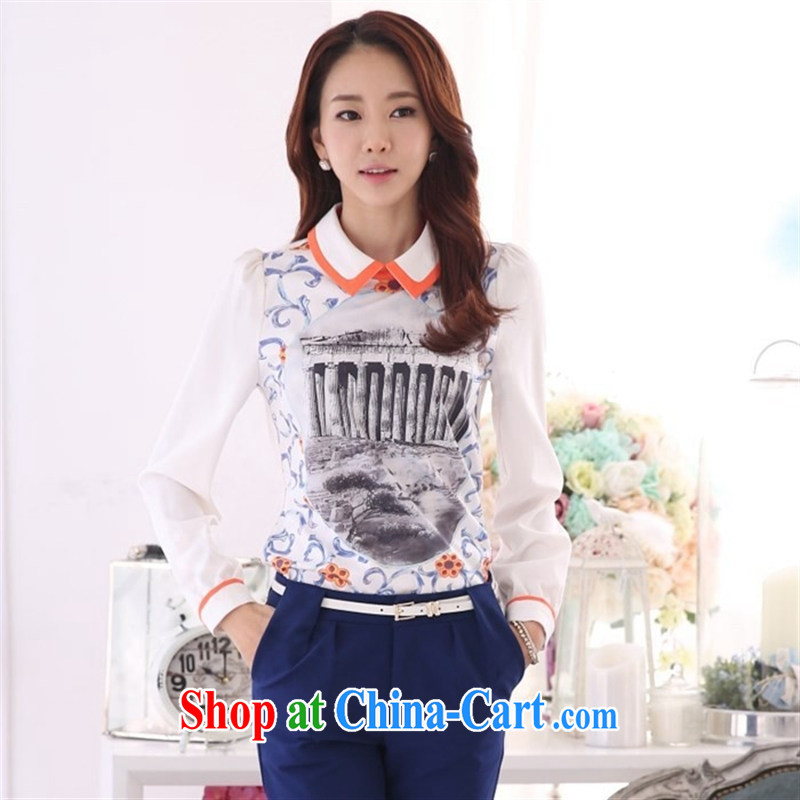 Qin Qing store 2015 spring new, larger female casual Korean Beauty lace long-sleeved baby collar solid shirt picture color XL, GENYARD, shopping on the Internet