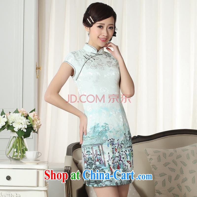 The frequency response, cheongsam Chinese dresses new summer elegance Chinese qipao,Chinese graphics thin short cheongsam picture color 2 XL, picking-frequency, and shopping on the Internet
