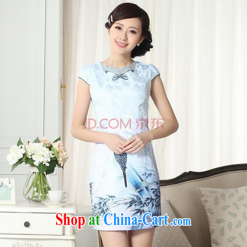The broadband lady stylish jacquard cotton cultivating short cheongsam dress new improved cheongsam dress picture color 2 XL, the bandwidth, and shopping on the Internet