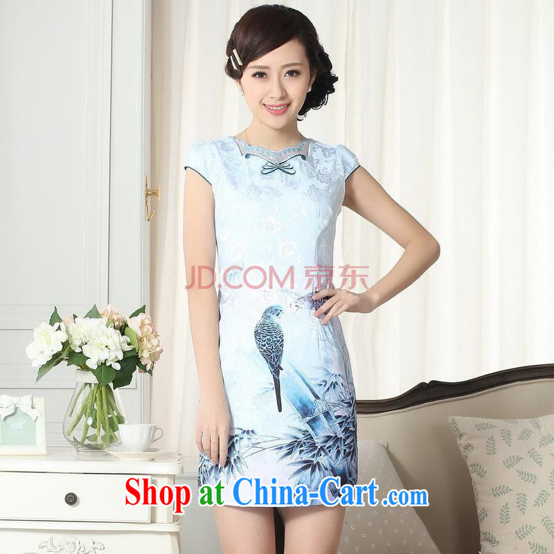The broadband new summer elegance Chinese qipao improved graphics thin short cheongsam picture color 2 XL