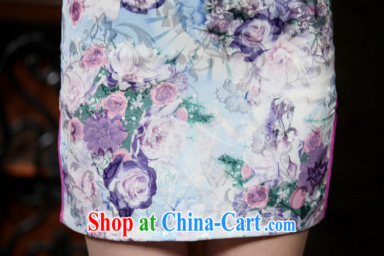 Take the female daily improved short, Retro cheongsam dress summer Chinese jacquard cotton stamp elegant beauty figure color S pictures, price, brand platters! Elections are good character, the national distribution, so why buy now enjoy more preferential! Health