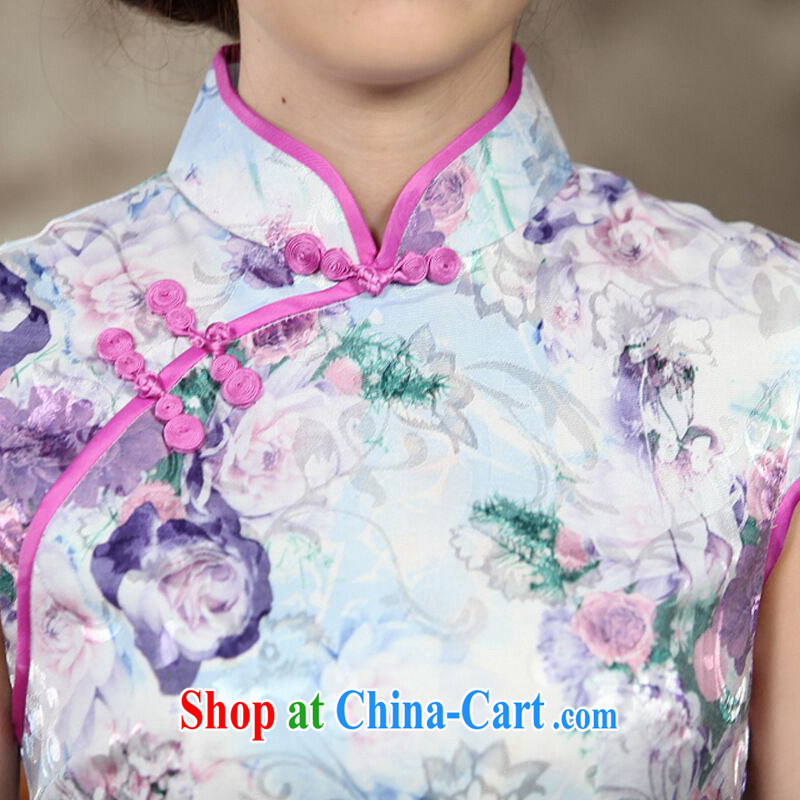 Bin Laden smoke female daily improved short retro dresses dresses summer Chinese jacquard cotton stamp beauty and elegant as the color 2 XL, Bin Laden smoke, shopping on the Internet
