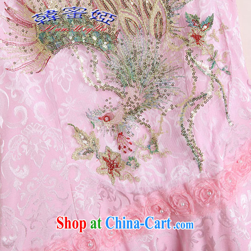 Korean honey Julia 2015 spring and summer new sexy lace retro female Phoenix TV embroidery style improved cheongsam DR 12,203 blue Phoenix XL, Korea honey Julia (HanMiYa), online shopping