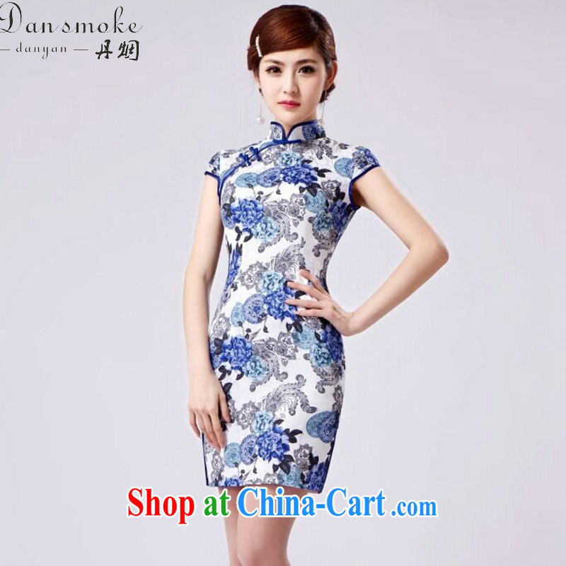 Dan smoke new daily improved short retro dresses dresses Chinese improved, stamp duty for beauty and elegant short dresses such as the color 2 XL, Bin Laden smoke, shopping on the Internet