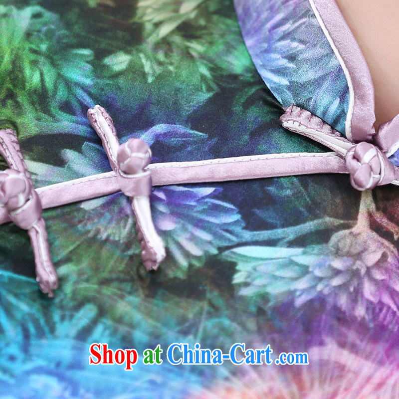 Dresses new 2015 spring and summer retro short-sleeved improved stylish sauna silk heavy Silk Cheongsam dress the color 1536 7 color XXL de Gil (SHAJINI), online shopping